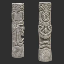 Tiki God Tropical Leaf Statue Stone