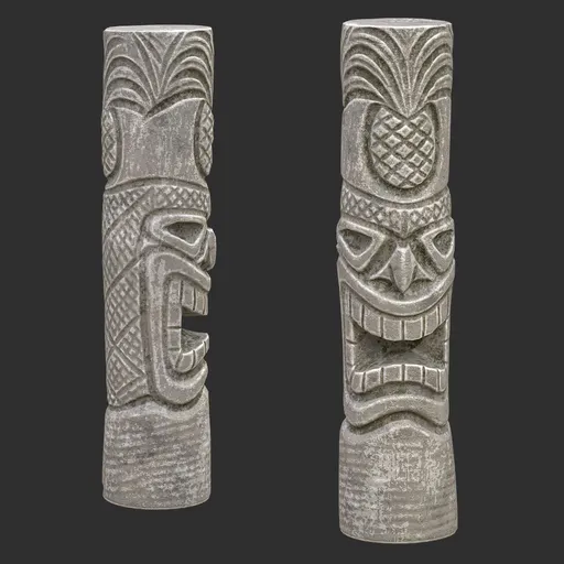 Tiki God Tropical Leaf Statue Stone