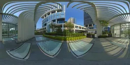 Under the architecture during the day