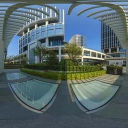 Under the architecture during the day