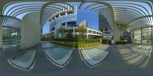 Under the architecture during the day