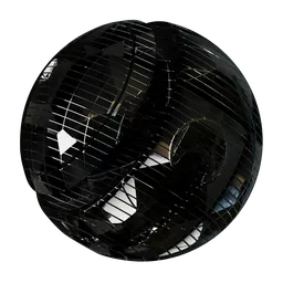 High-resolution PBR metal material with geometric dark metallic design for Blender 3D texture mapping.