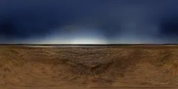 High-dynamic-range imaging of a serene steppe with lake and expansive sky for scene lighting.