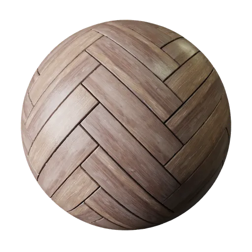 High-resolution parquet PBR material for 3D Blender, seamless tiling texture with realistic displacement detail.