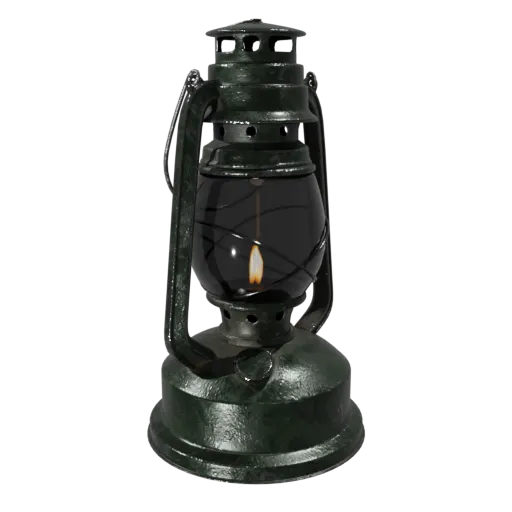 Detailed 3D oil lamp model with textured surface, suitable for Blender, gaming, and design projects.