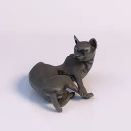 3D digital sculpture, feline-themed model created in Blender, suitable for virtual display or 3D printing.