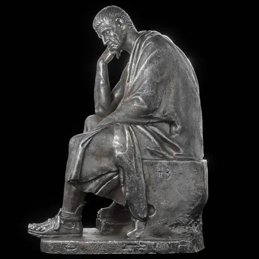 statue of Steel Seated philosopher