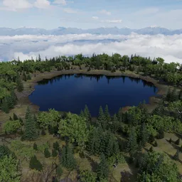 Lake and Green Trees Terrain