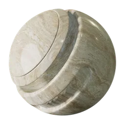 High-resolution yellow and brown travertine marble PBR texture for 3D rendering in Blender and other software.
