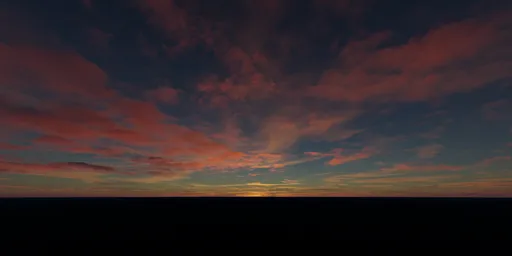 Vivid pink and orange twilight sky HDR for 3D scene lighting and rendering.