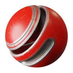 Red and silver PBR material with realistic damage and scratches for 3D Blender projects.