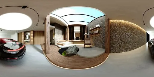 Natural Warm Light House Garage