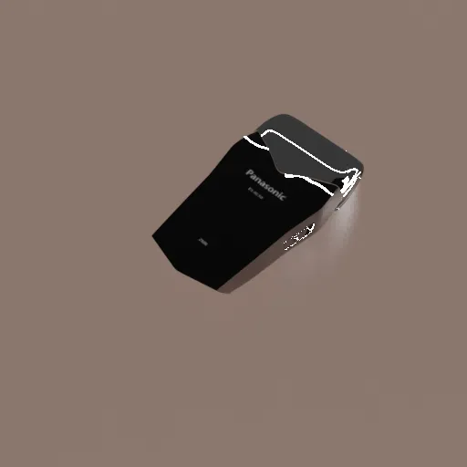 Highly-detailed black electric shaver 3D model rendered in Blender.