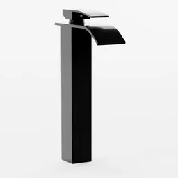 High-detail black and chrome bathroom faucet 3D model suitable for Blender interior rendering.