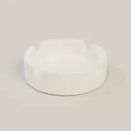 Detailed 3D-rendered model of a minimalistic white ashtray, ideal for Blender 3D projects and digital art simulations.