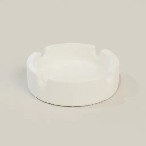 Detailed 3D-rendered model of a minimalistic white ashtray, ideal for Blender 3D projects and digital art simulations.