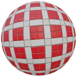Red and White Checkered Mosaic Tiles
