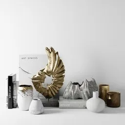 Decoration set with shell sculpture