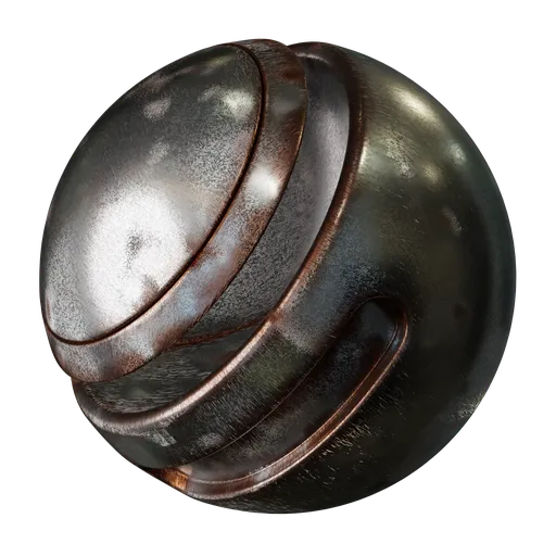 Scratched and rusted old metal PBR texture for 3D rendering in Blender and similar applications.