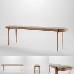 Aesthetic wooden long bench