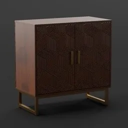 Geo Pattern Wood Cabinet