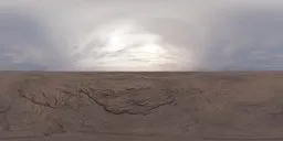 Terragen-rendered HDR featuring dual suns with soft shadows and bright areas on a fractured rock surface with a low horizon.