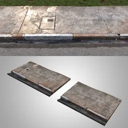 High-resolution 3D Blender model of a sidewalk with realistic textures and details, perfect for urban scene renderings.