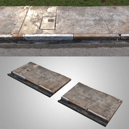 High-resolution 3D Blender model of a sidewalk with realistic textures and details, perfect for urban scene renderings.