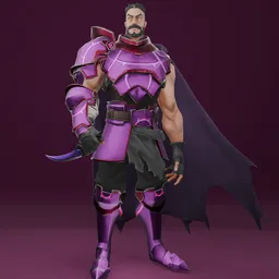 Warrior Stylized Purple - Rigged - Lowpoly
