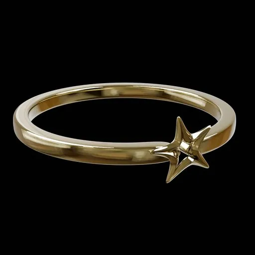 Detailed golden fantasy ring with a star design, created in Blender, optimized for 3D modeling and rendering projects.