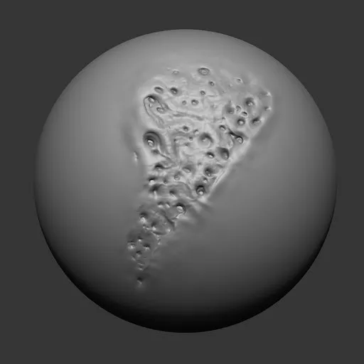 Zombie wound holes sculpting brush imprint for Blender 3D detailing undead creature models