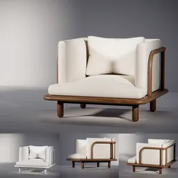Cushions on Wood Frame Sofa