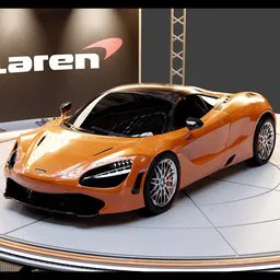 Detailed 3D model of an orange McLaren 720S, highly realistic design, optimized for Blender rendering.