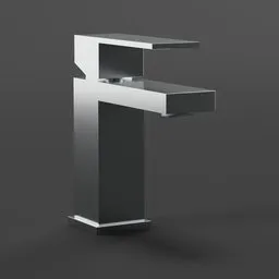 Modern geometric low-poly square faucet 3D model designed for Blender, perfect for virtual bathroom setups.