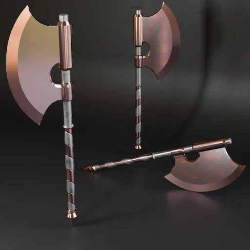 Detailed 3D ax model with high-quality metal texture, ideal for war games and historic military scenes, editable in Blender.