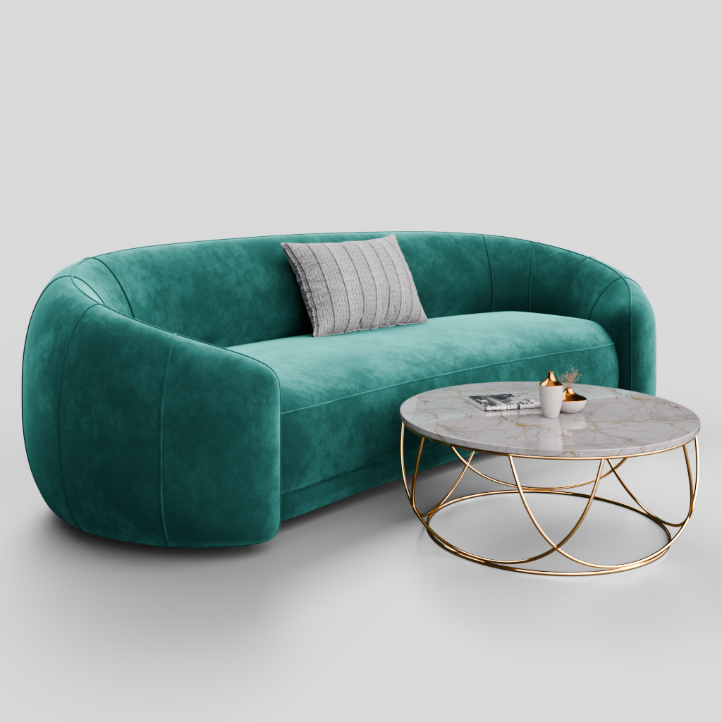 Sofa Teal Blue Velvet | Sofas models | BlenderKit