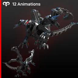 Sci-Fi Dragon Animated Rigged