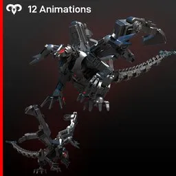 Sci-Fi Dragon Animated Rigged