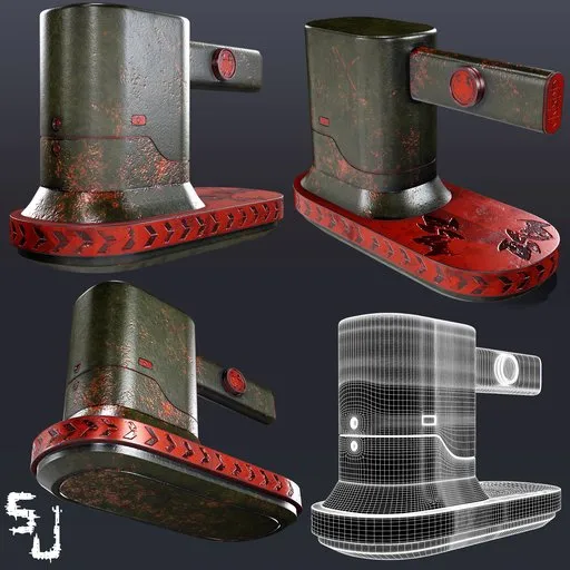 Detailed 3D model of a metal sanding machine with a realistic dirty texture, optimized for Blender renderings in workshop settings.