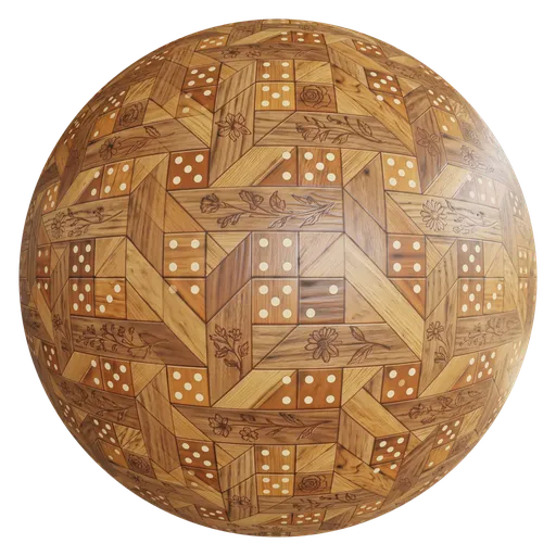 Dice and flower wooden floor