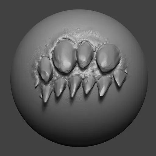 NS Multi Spikes 01 sculpt brush for Blender, creates detailed spikes for 3D animal models, suitable for dragons.