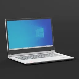 Detailed 3D rendering of a modern laptop, ideal for Blender 3D projects, optimized for low poly modeling.