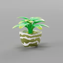 Stylized Decorative Potted Plant