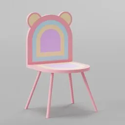 Colorful stylized 3D model of a children's chair designed for Blender with playful shapes and details.
