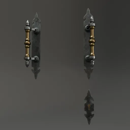 Realistic steel door handle 3D model with lock, channel-packed textures, optimized for Blender, suitable for architectural visualization.