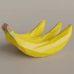 Three low-poly style bananas, optimized for Blender 3D modeling and graphic design.