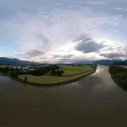 Dramatic Cloudy Sunset Aerial Landscape