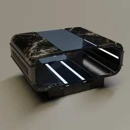 Detailed 3D Blender model of a futuristic coffee table with procedural textures, inspired by Mass Effect.