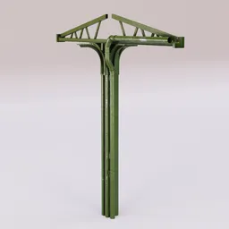 Highly detailed 3D model of green modular roof pillar isolated on a white background, suitable for Blender exterior scenes.