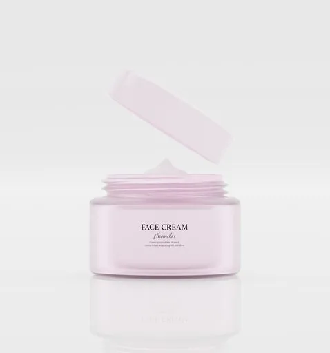 3D Blender model of a premium face cream jar with interactive features for skincare visualization.